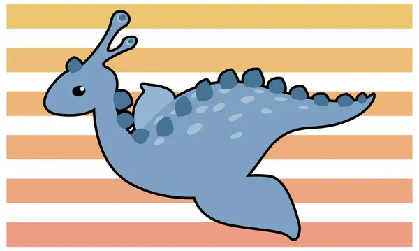 Dinosauří Vodní Dinosauří Vektorová Ilustrace Černý Okraj — Stockový vektor