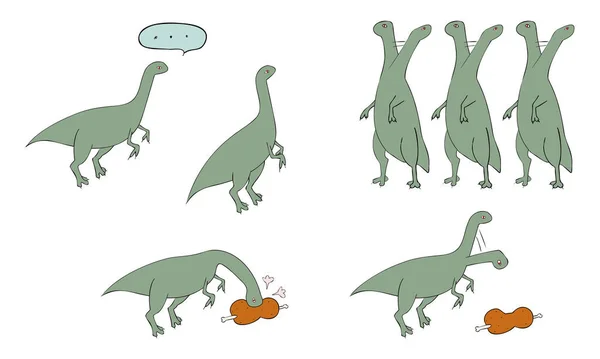 恐竜のイラスト Eoraptor Set — ストックベクタ