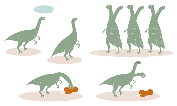 Εικονογράφηση Του Δεινόσαυρου Eoraptor Set — Διανυσματικό Αρχείο