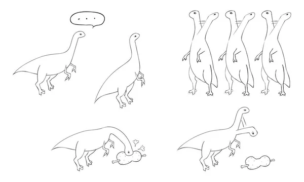 恐竜のイラスト Eoraptor Set — ストックベクタ