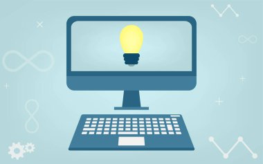 Çevrimiçi öğrenme vesaire yoluyla bilgi edinmek için resim illüstrasyonu.