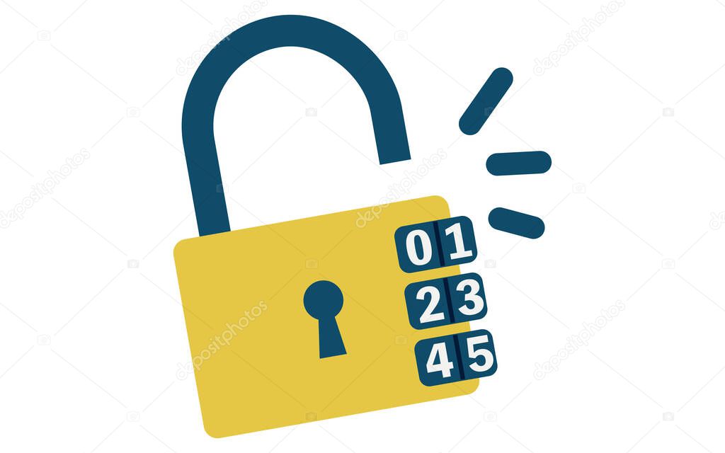 Illustration of an unlocked dial padlock