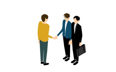 Selamlayan ve tokalaşan erkekler, izometrik