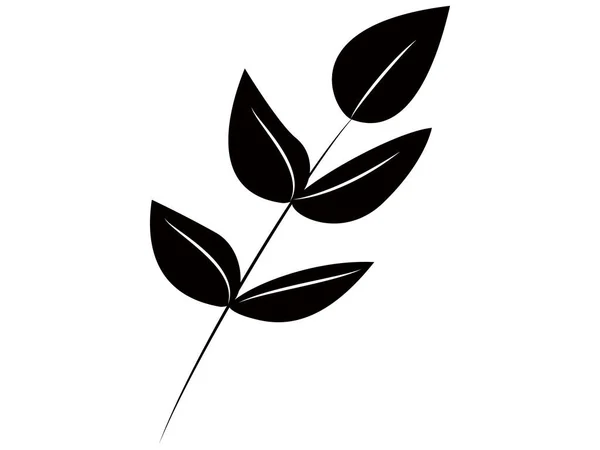 Folhas Plantas Simples Monocromático — Vetor de Stock