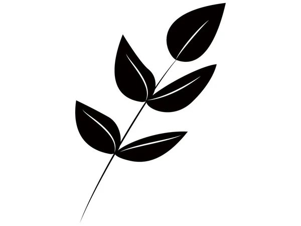 Planta Simple Hojas Monocromo — Vector de stock