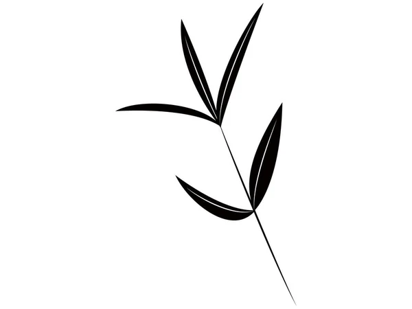 Planta Simple Hojas Monocromo — Archivo Imágenes Vectoriales
