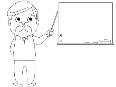 Bir beyaz tahta ve orta yaşlı bir erkek öğretmenin resmi.