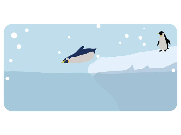 Pinguins Saltando Para Iceberg — Vetor de Stock
