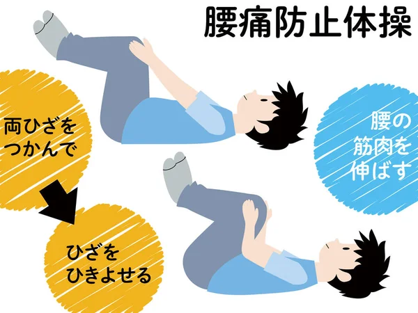 Illustrierte Illustration Von Rückenschmerzübungen — Stockvektor