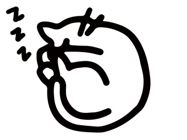 İyi uyuyan bir kedinin siyah beyaz çizgisi