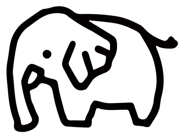Elefante Simple Línea Arte Blanco Negro — Vector de stock