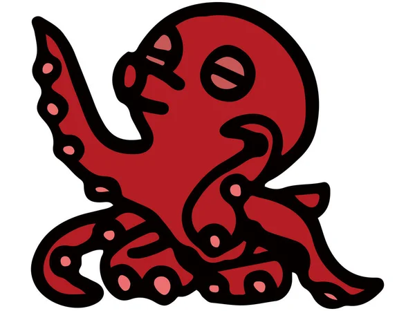 Animal Line Art Oktopus — Stockvektor