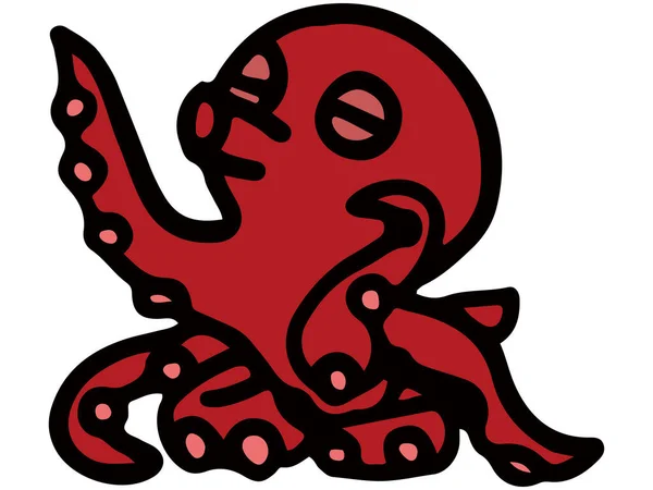 Línea Animal Arte Pulpo — Vector de stock