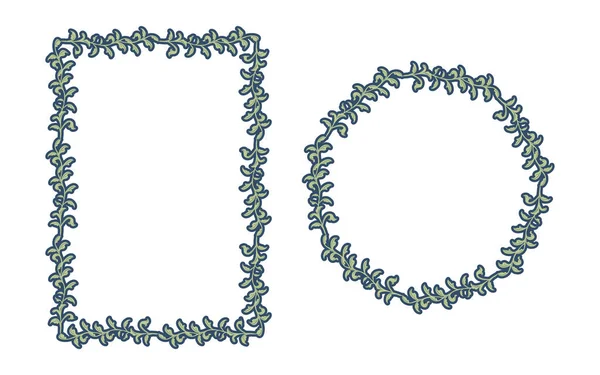 框架材料 手绘自然叶框 — 图库矢量图片