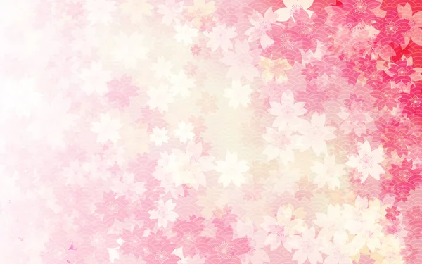 Matériel Fond Printemps Fond Gradation Fleur Cerisier Motif Japonais Vague — Image vectorielle