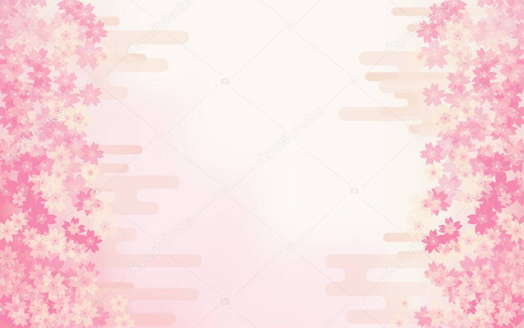 Spring background material, cherry blossom frame background, Japanese pattern (haze) included