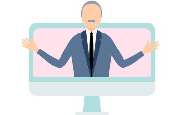 Monitörden sarkan ve ellerini ayıran patron.