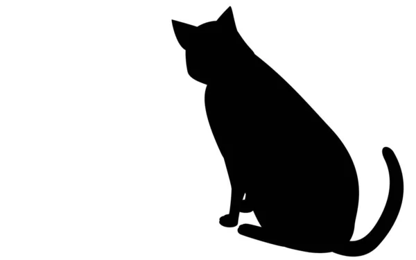 Vista Trasera Gato Negro Mirando Suelo — Vector de stock