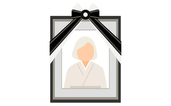 Senior woman in a kimono reflected in the deceased