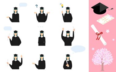 Mezuniyet töreninde önlük ve havan panosu takan birinin poz verişi.