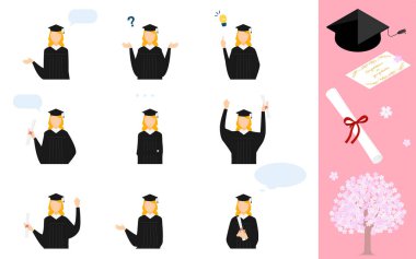 Mezuniyet töreninde önlük ve havan panosu takan birinin poz verişi.