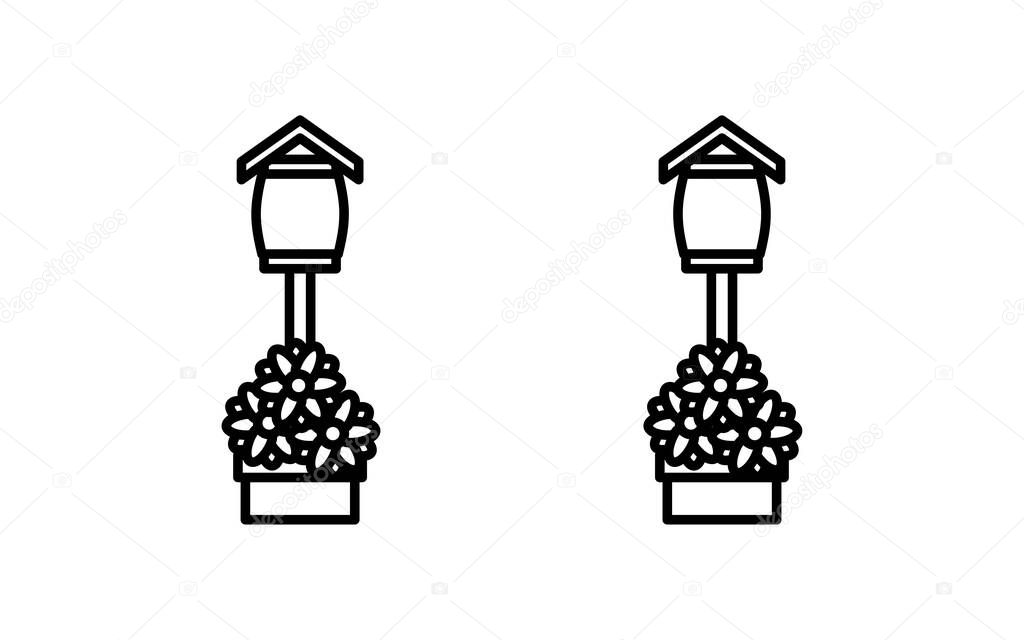 Black and white funeral icon, lantern stand