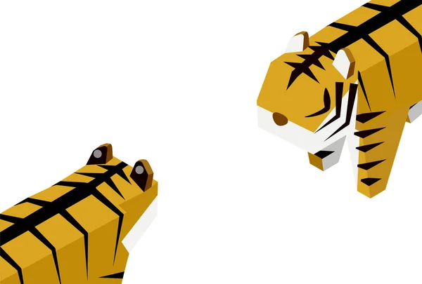 Isométrico Dois Tigres Frente Para Outro —  Vetores de Stock