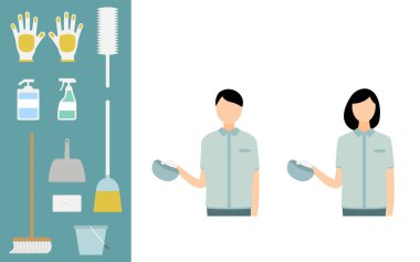 Temiz personel ve temizlik malzemeleri, üst gövde.