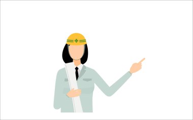 İnşaat alanı yöneticisi, kadın pozu.