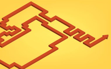 Dalgalanan ok tasviri, tereddüt ederken ilerleyen görüntü, izometrik