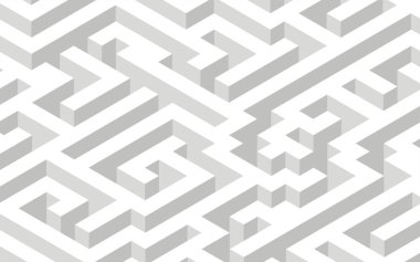 Karmaşık bir üç boyutlu labirentin tasviri, izometrik