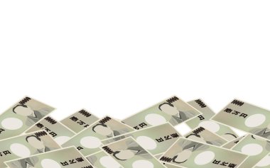 10,000 yenlik banknotlarla arka plan, kopyalama alanı ile - çeviri: Japonca para birimi, anlamı 10,000 yen