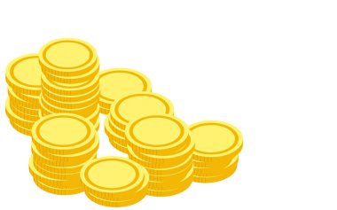 Rastgele biriken altın sikkelerle resmetme, izometrik