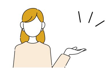 Yüzsüz poz, kariyer kadınının üst vücudu, rehberlik.