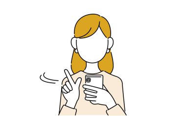 Yüzsüz poz, kariyer sahibi bir kadının üst vücudu, akıllı bir telefonda ne aranması gerektiği.