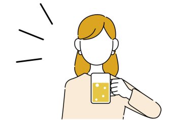 Yüzsüz poz, kadın vücudunun üst kısmı, işten eve dönerken bira.