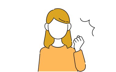 Yüzsüz poz, kız öğrencinin üst vücudu, cesaret pozu.