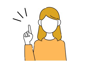 Yüzsüz poz, kız öğrencinin üst vücudu, işaret ediyor.