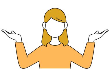 Yüzsüz poz, kız öğrencinin üst vücudu, el kaldırın.