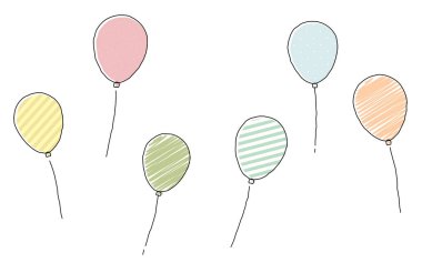 Gevşek çizgiler, el yazısı balonlar.