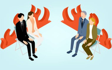 İş dünyası, iş adamları görüşmeler, izometrik