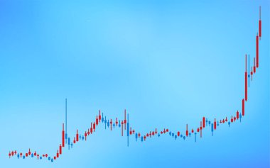 Candlestick tabloları hisse senetleri, eski ve kripto para birimleri, yükselen, mavi arkaplan