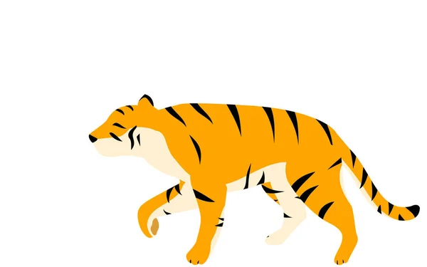 Illustration Pose Tigre Simple Vous Commencez Marcher Avec Votre Pied — Image vectorielle