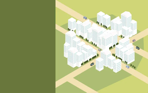 Imagem Cidade Ilustração Isométrica Cidade Construção Partir Uma Vista Panorâmica — Vetor de Stock