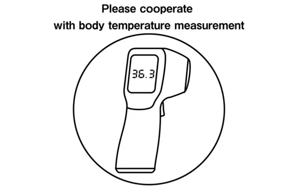 Temassız Termometreyle Vücut Sıcaklığı Ölçümü Öneren Resim — Stok Vektör
