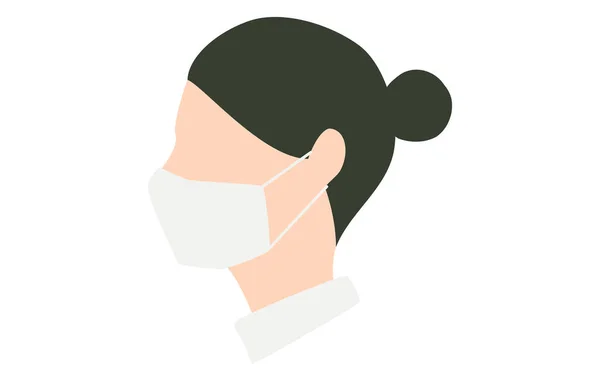 Profile Woman Wearing Mask — Stock Vector