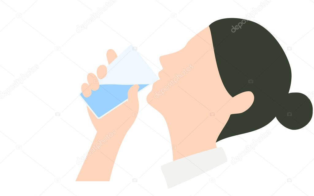 Profile of a woman drinking water