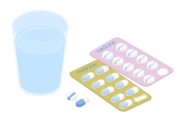 Εικόνα Της Λήψης Φαρμάκων Της Λήψης Φαρμάκων Από Σεντόνι Και — Διανυσματικό Αρχείο