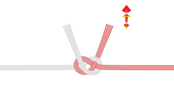 Cinco Nós Vermelhos Brancos Awaji Mizuhiki Com Noshi — Vetor de Stock