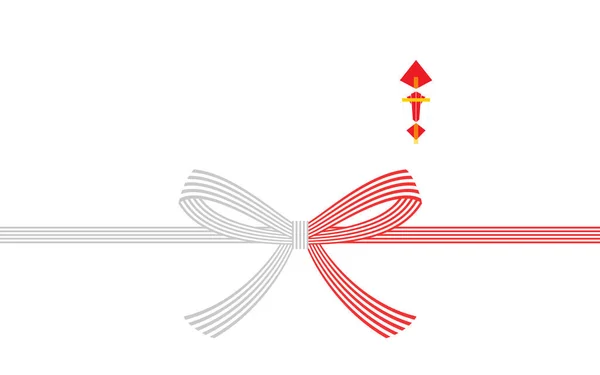 Czerwono Białych Węzłów Motylkowych Mizuhiki Noshi — Wektor stockowy